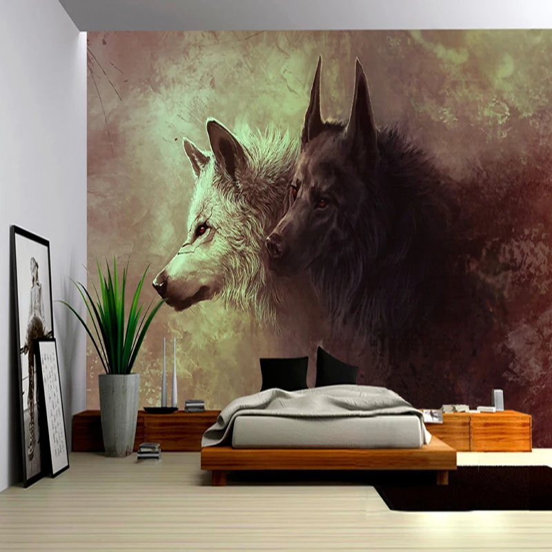 Wallpaper Picture Printed Wolf  Wolf 3d Wall Murals Wallpaper  Custom 3d  Wall  Aliexpress