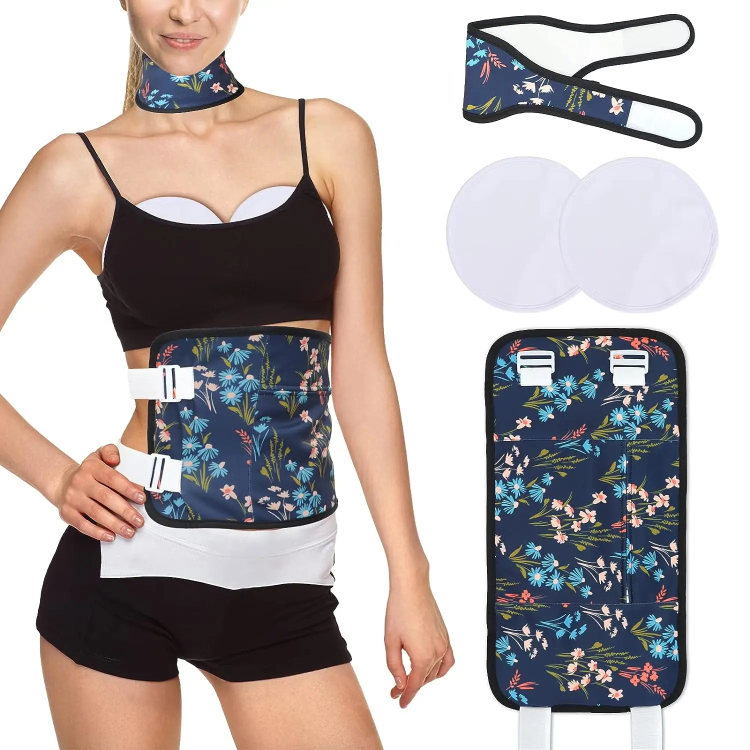 Reusable Castor Oil Pack Breast Pads 4 Packs Castor Oil Pack Wrap Around Stomach Thyroid Castor