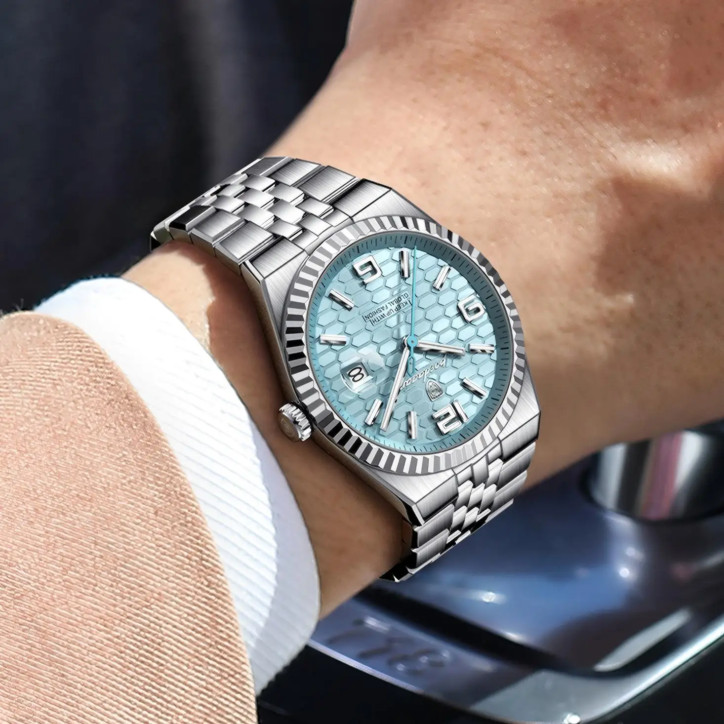 Elegant Stainless Steel Quartz Watch with Calendar Diamond Dial Se399afe1080a48a69dc8851bb84be  main image 2