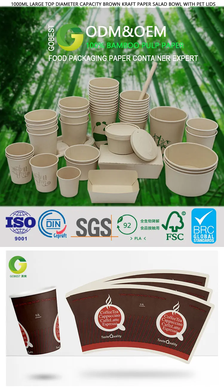 Disposable 150-350gsm Cup Paper Fans PE/PLA Coated Printed Paper Cup ...