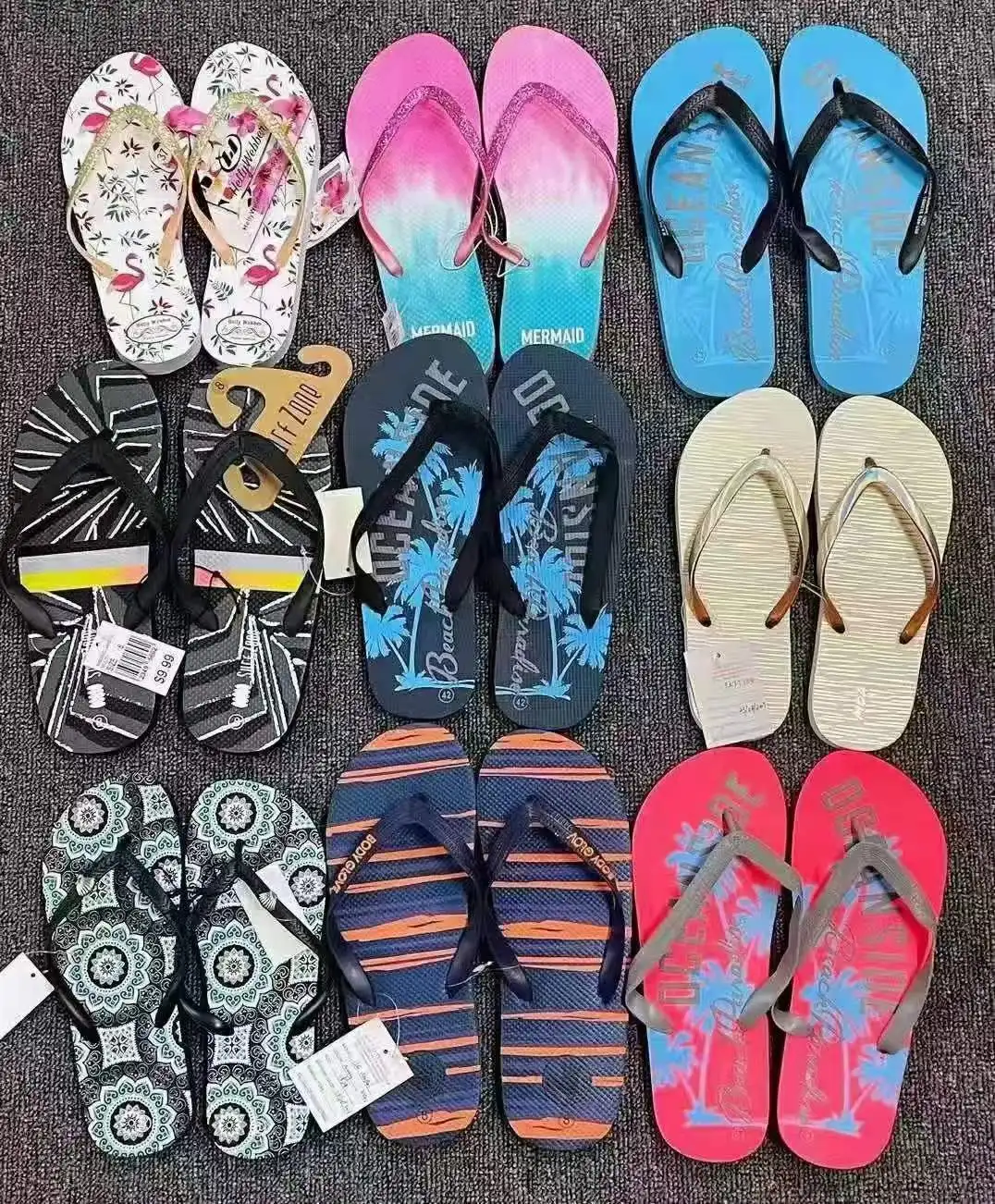 Slipper Many Types Wholesale Stock Ready Fancy Ladies Men Kids Summer Beach Slippers With ...