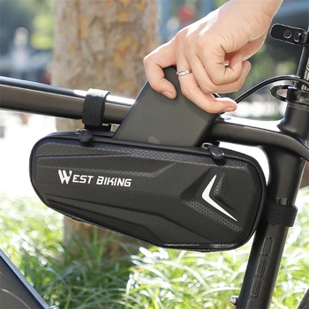 Borsa Anteriore per Bicicletta WEST BIKING con Grande Elemento Riflettente, Cestino MTB, Borsa da Telaio per Ciclismo