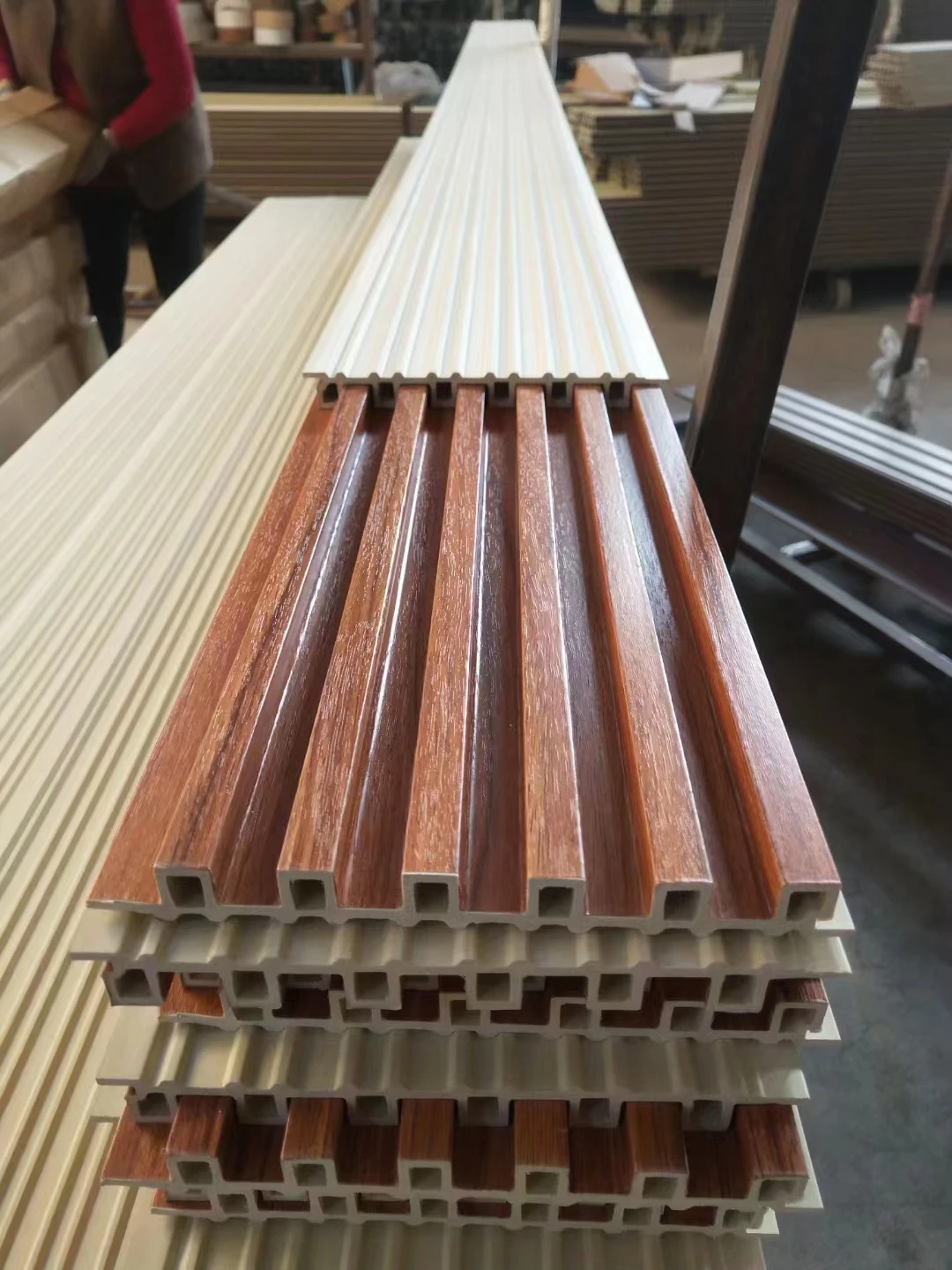 Factory Indoor Decor Wood Plastic Composite Pvc Coating Cladding Fluted ...