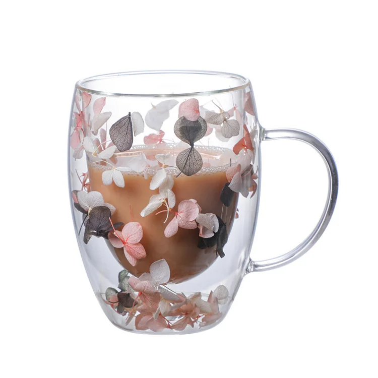 New Design Customizable Creative Double Wall Clear Glass Mug Cup With ...