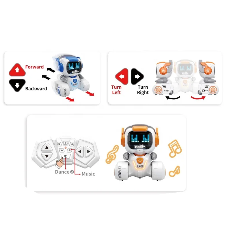 Educational Robot Toy Forward, Backward, Turn Left &, Right, Programming, Automatic Demonstration, Patrol, Dance, Song, Volume