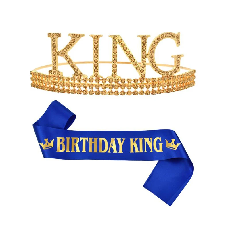 Birthday King Crown and Sash for Men,Birthday Crown King Birthday Party Decora 
