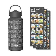 Laser Engraved National Parks Water Bottle with Sticker 32oz Insulated Water Bottle Travel Bottles with Leak-Proof Straw Lid