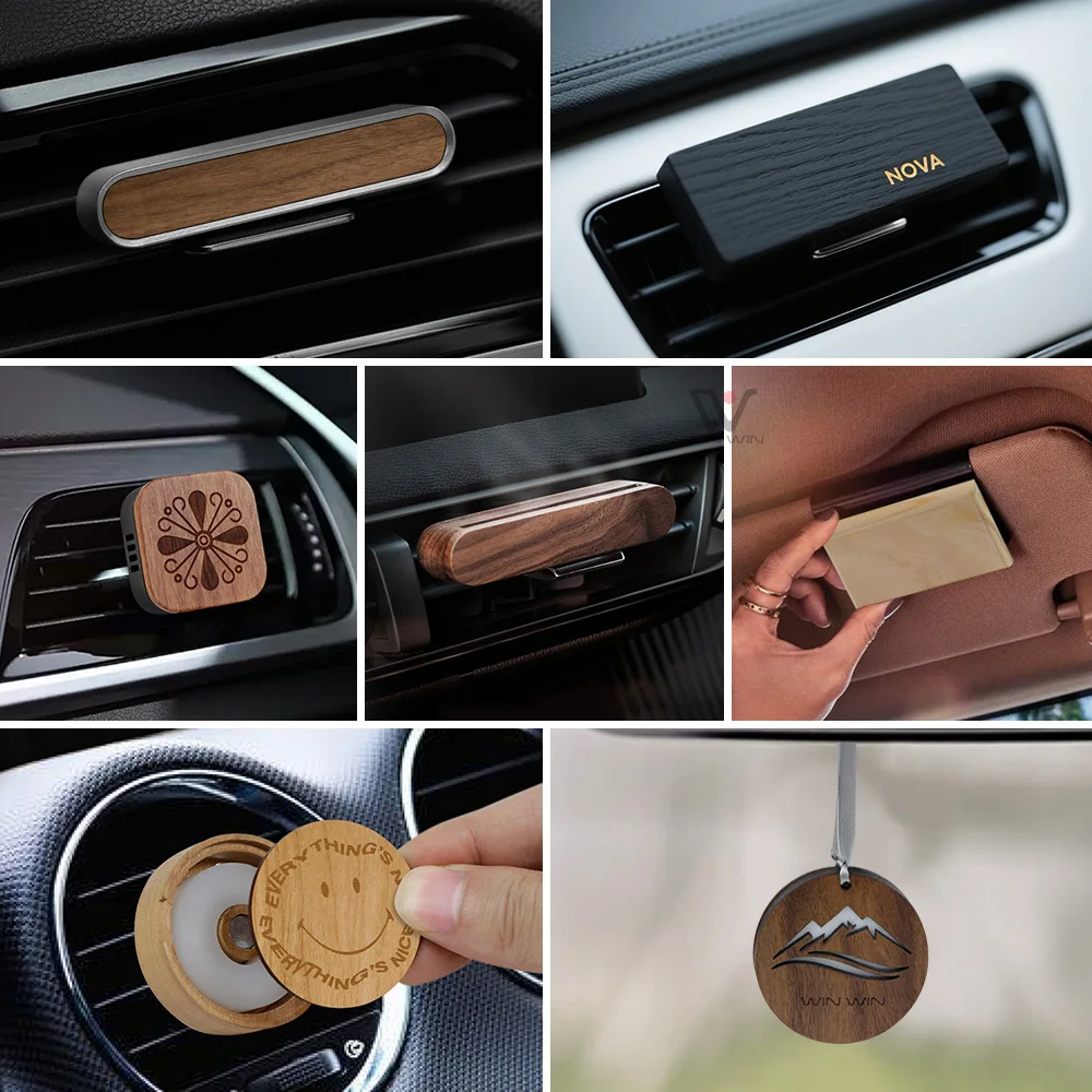 Air Diffuser Wood Air Freshener For Car Custom Logo Reed Wooden