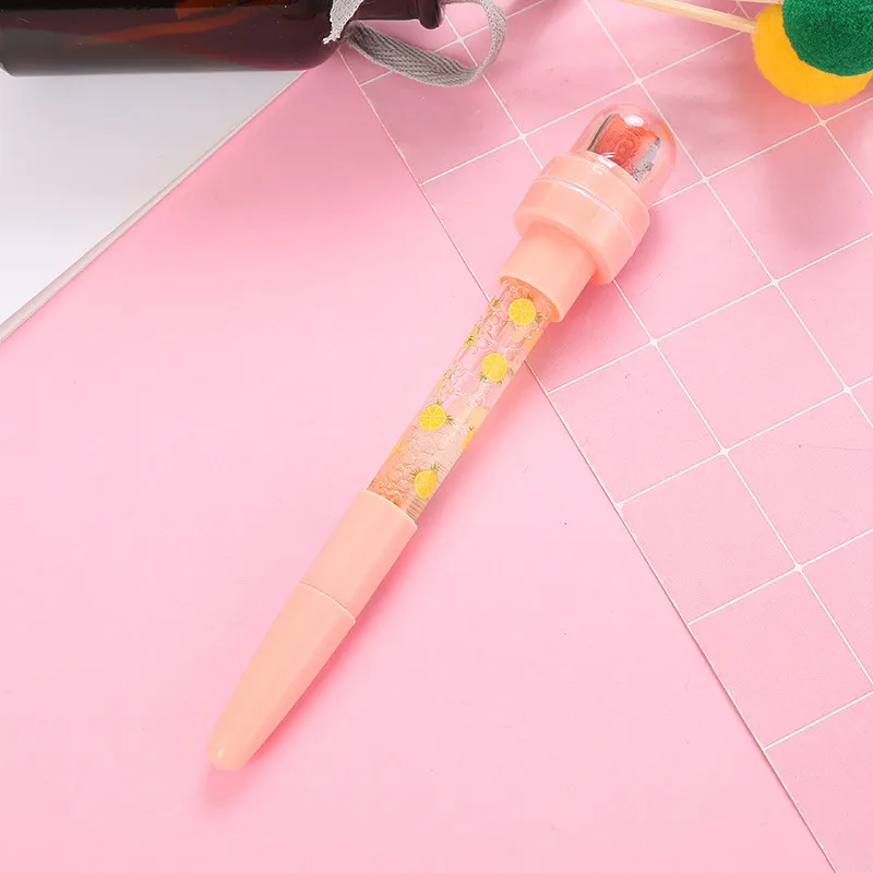 Promotion Pen 5 in 1 Multifunctional Bubble Roller Stamp School Stationery Cute Fruit Design Kids Plastic Ball Pen