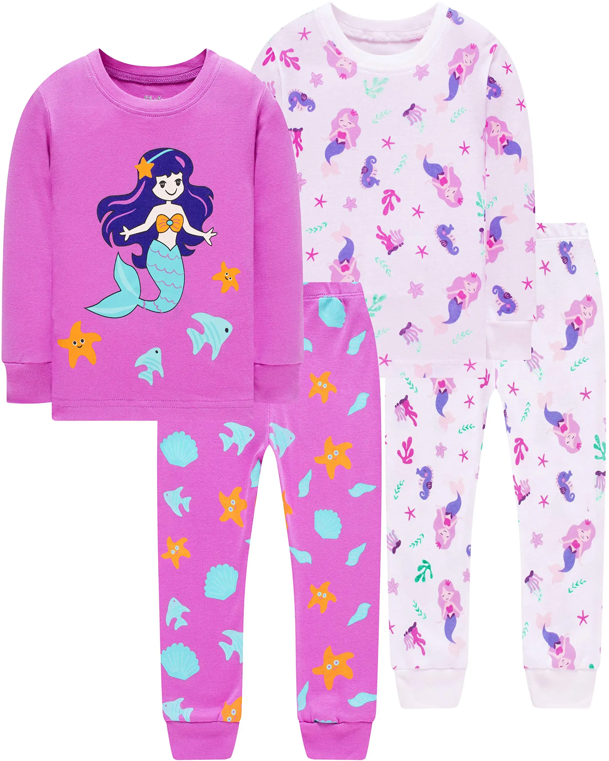 Little Girls Cat Pajamas Set Children Cotton Clothes Christmas PJs 