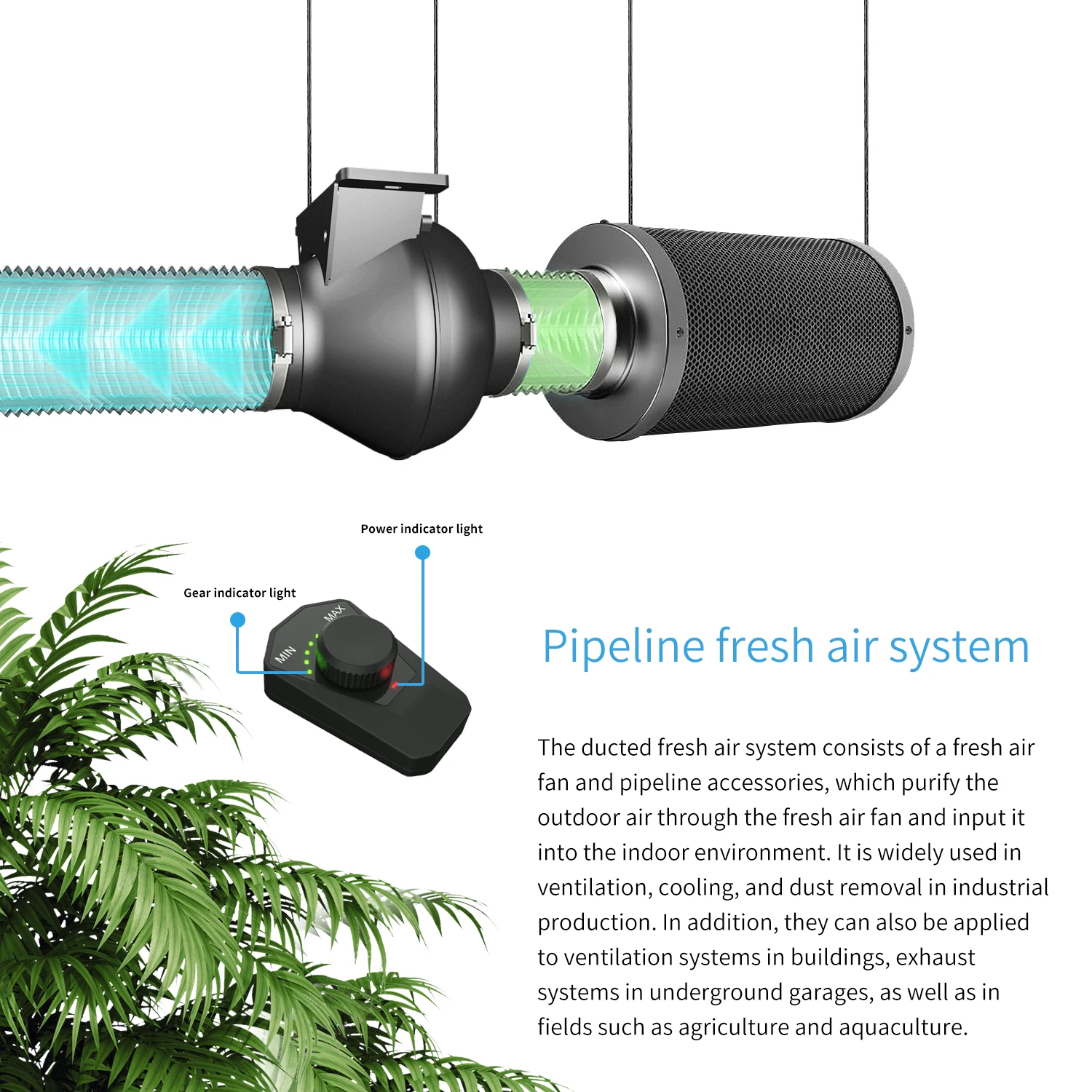 Description Picture 3 of item4/ 6 /8/ Inch KingBrite Grow Fan Home Hydroponics System High Quality Duct Fans For Led Grow Light System