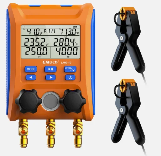 Manometro Digitale HVAC Elitech LMG-10 | Misuratore Di Pressione E Temperatura Per Gas Refrigerante | Con 88 Refrigeranti Integrati - Foto 4