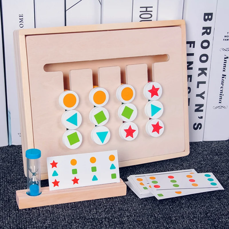 Montessori Logic Games Early Color Math Education Toy for Kid Wooden Four Color Game