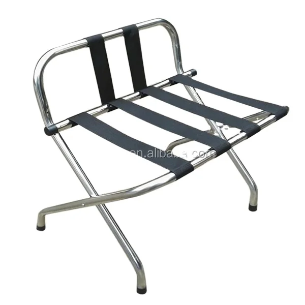H030 Hotel bedroom steel fold baggage stand suitcase holder metal chrome finish folding luggage rack for hotels