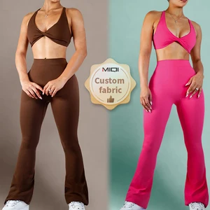Custom Sample OEM Women High Quality 2-Piece Yoga Leggings Active Wear Fitness Top Bra Yoga Sets