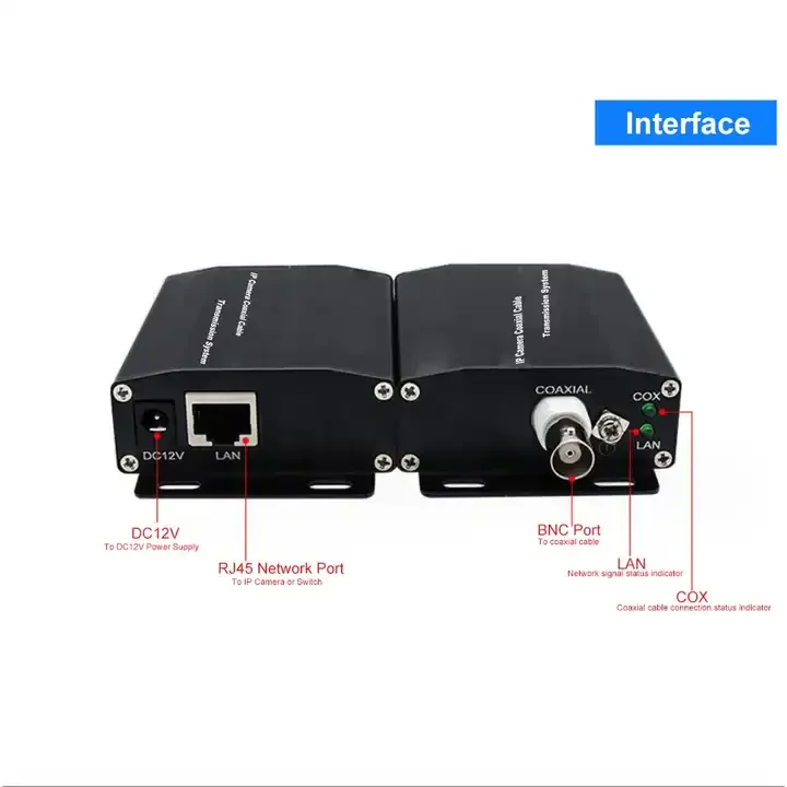 Tincam 10/100M EOC IP to Coaxial Converter With 1x BNC Port With POE High Definition Network Coaxial Transmission Extender