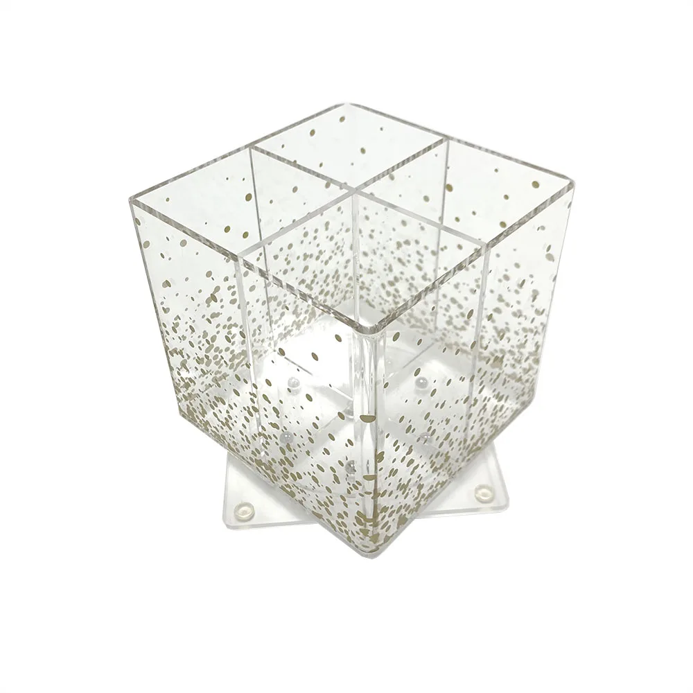 Rotating Flexible Clear Plastic Pencil Organizer And Rainbow Iridescent