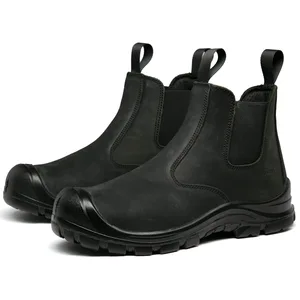 Black Slip-On Safety Shoes with Anti-Smash & Anti-Puncture Steel Toe Factory Work Shoes for Spring Season Use for Autumn