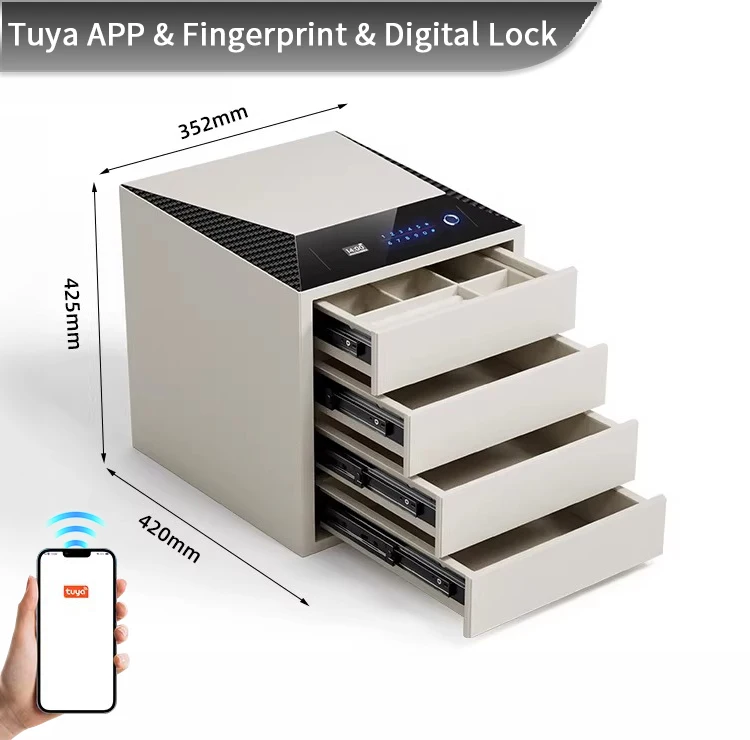 F2-4A CEQSAFE Smart High Quality Luxury Interior Safes Fingerprint Electronic Digital Lock Hidden Safety Drawer Jewelry Safe Box