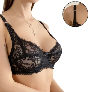 Plus Size Ladies Bra Floral Lace Brest Lift Underwear for Big Women Breathable Knitted Design Cup Wholesale New Sexy Bras