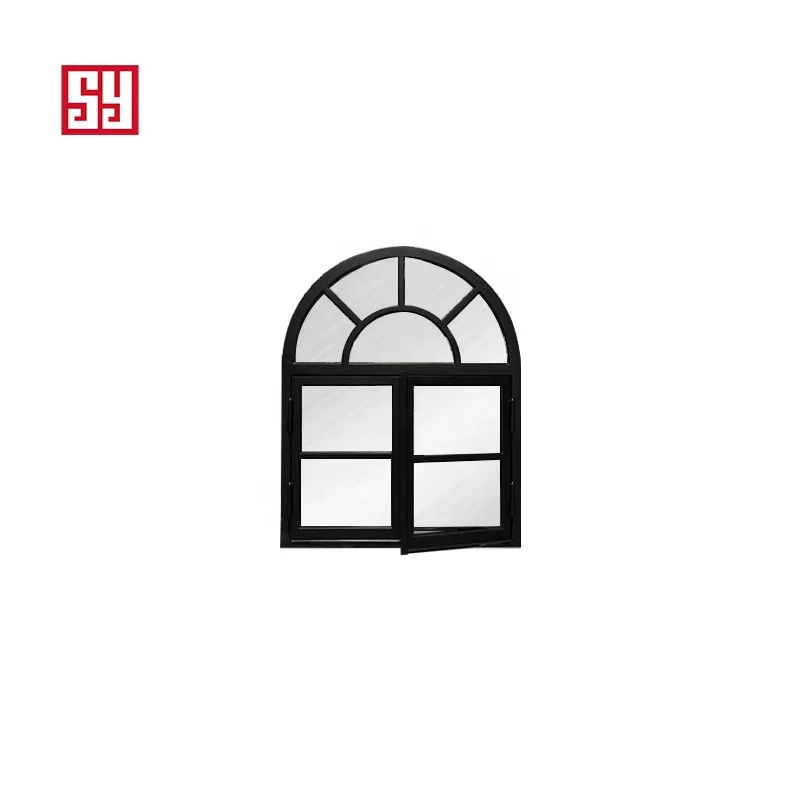 Modern Popular French Wrought Iron Casement Window Windproof Horizontal Louver Steel Frame Bedroom Bathroom Sliding Swinging factory
