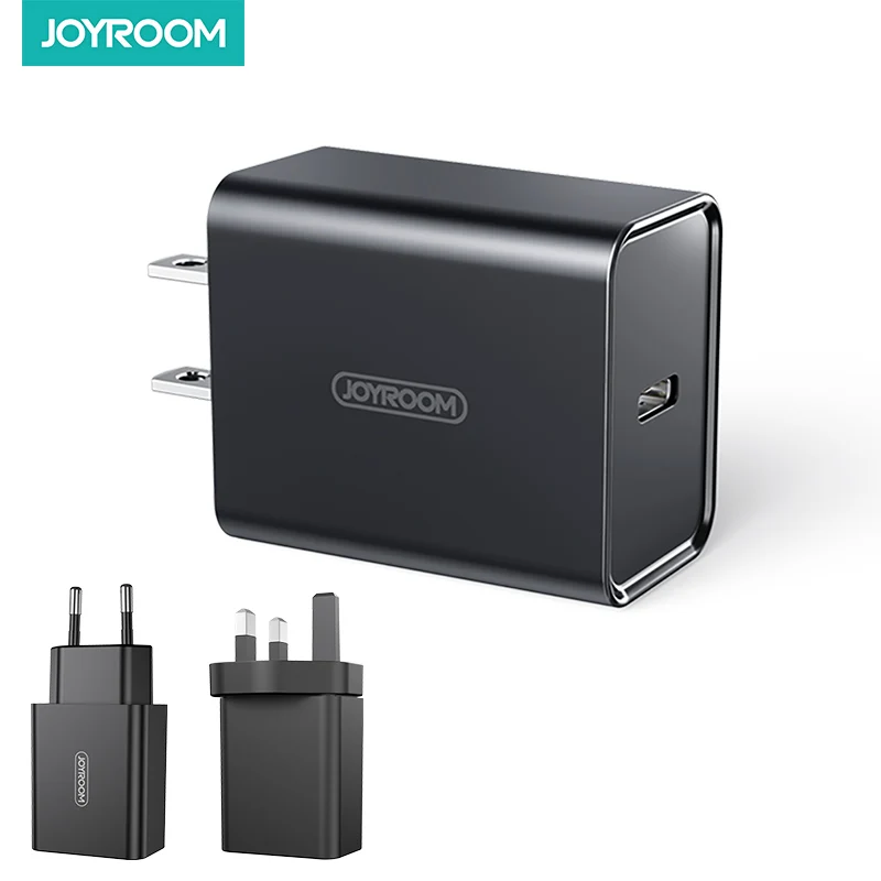 Адаптер питания Joyroom для путешествий, интеллектуальная вилка для США, ЕС, Великобритании, мобильный портативный аккумулятор типа c usb, настенное быстрое зарядное устройство 18 Вт pd