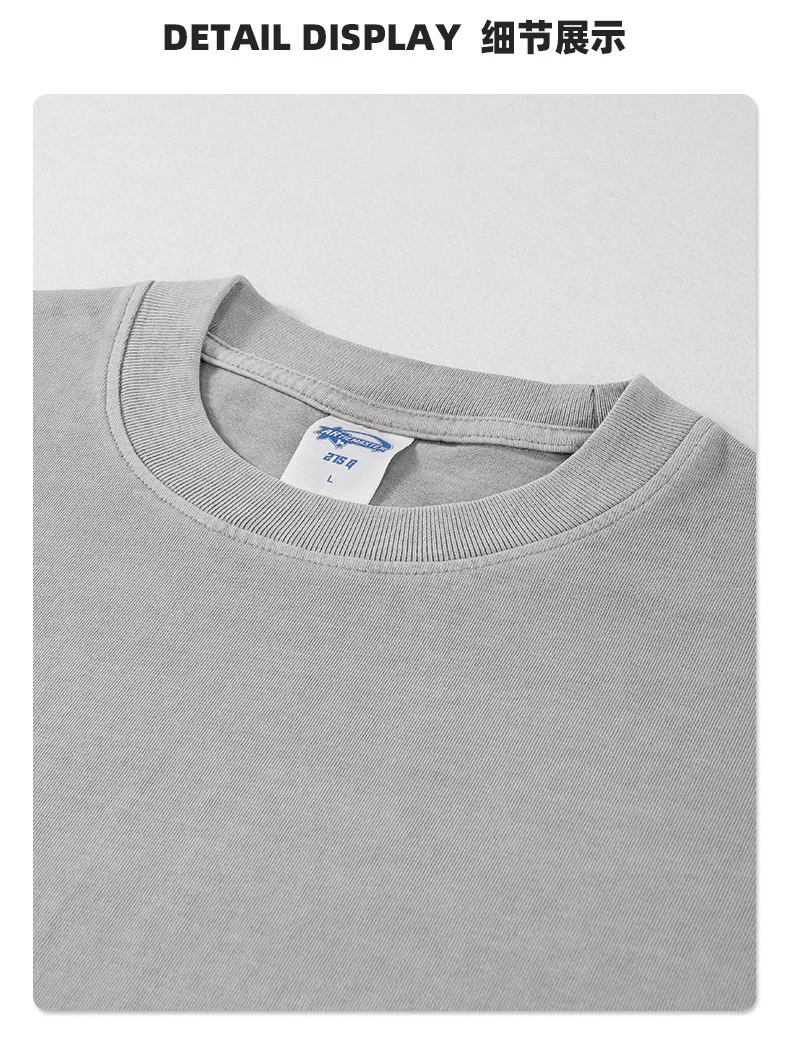 High Quality Men Casual Retro Acid Wash Tshirt Cotton Blank Clothes