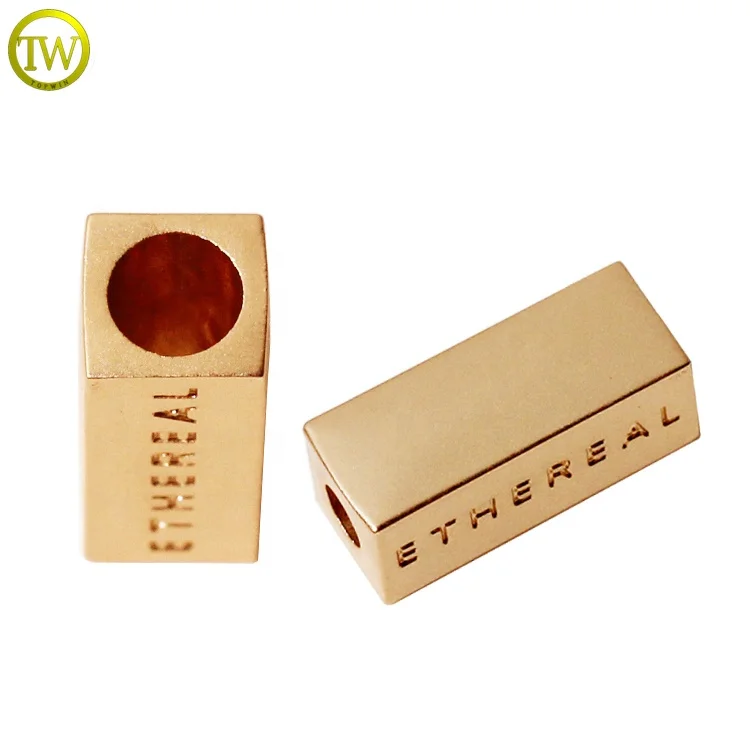 Fashion Designer Swimwear Drawstring Cord Ends Custom Engraving Name Gold String Stoppers for Bikini