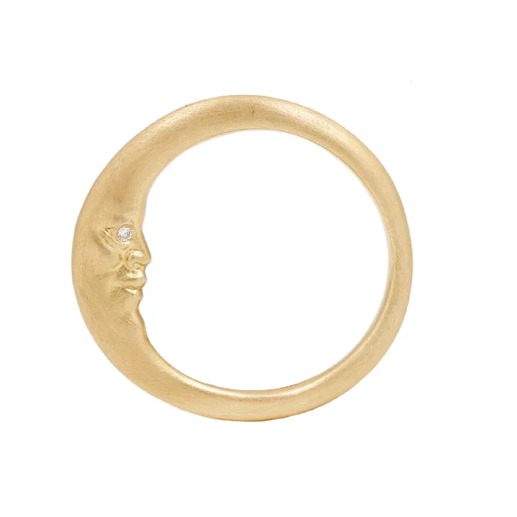 Wholesale Cute Jewelry S925 Sterling Silver 14k Gold Plated Crescent Moon Ring