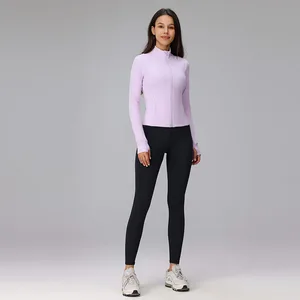 Hot Sale 2 Pieces Fall Set Long Sleeves Gym Fitness Suit Women Workout Sports Wear Blank Custom Logo Yoga Jacket Legging Set