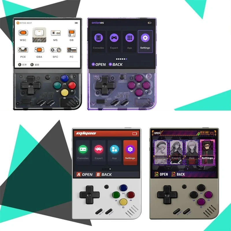 Miyoo Mini Handheld Game Console Portable Retro Games Consoles Rechargeable Battery Hand Held Classic System Black Transparent