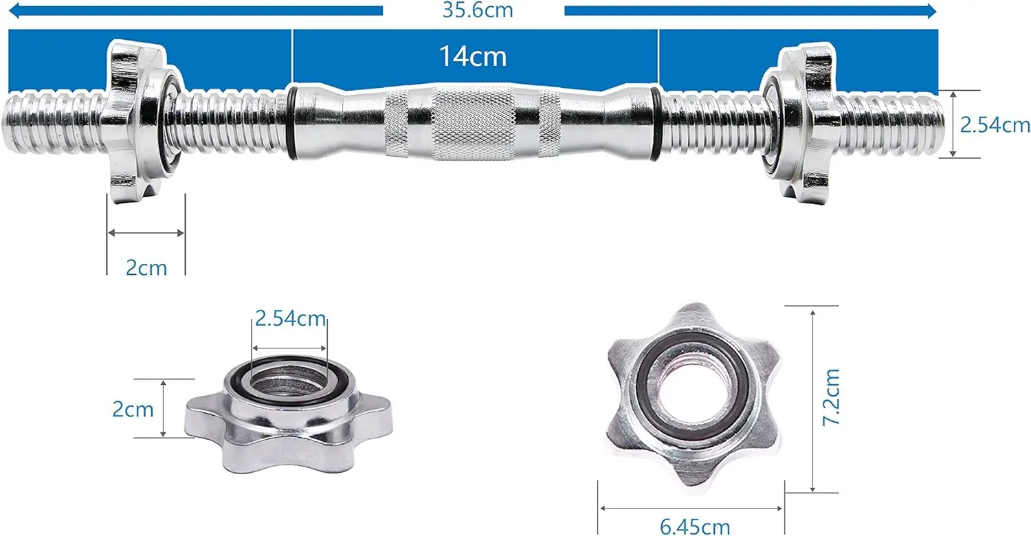 PROIRON Dumbbell Bar 35cm with Chrome Handles in Pair Wholesales,  for Dia 1in or 25mm Standard Weight Plate
