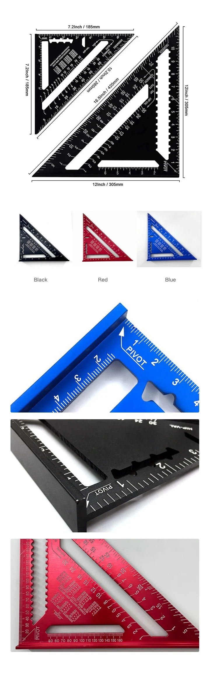 Triangle Square Edge Ruler Triangle Square Ruler,Triangle Square Ruler with Base,Woodworking ...