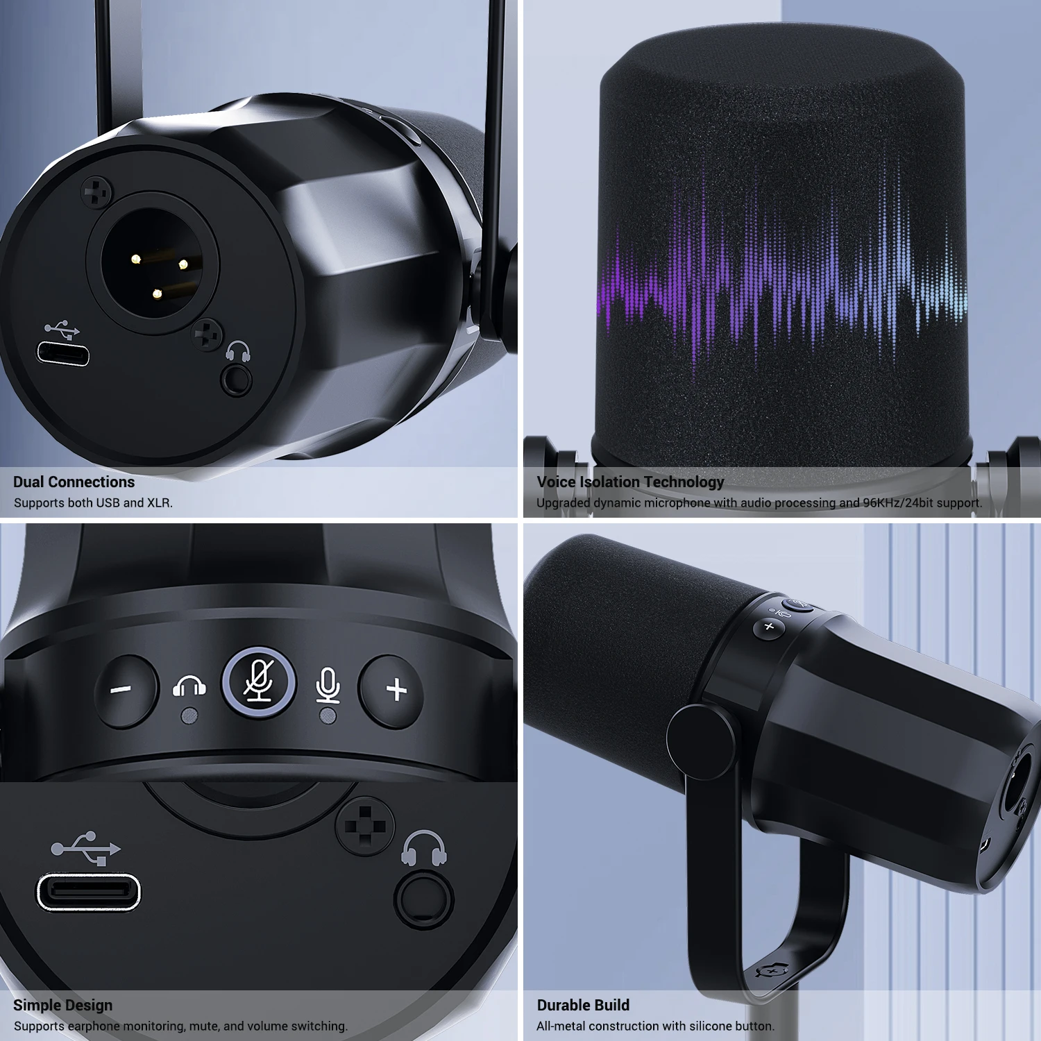 Zimhome ZTT20 Dynamic USB & XLR Microphone for Recording Vocals