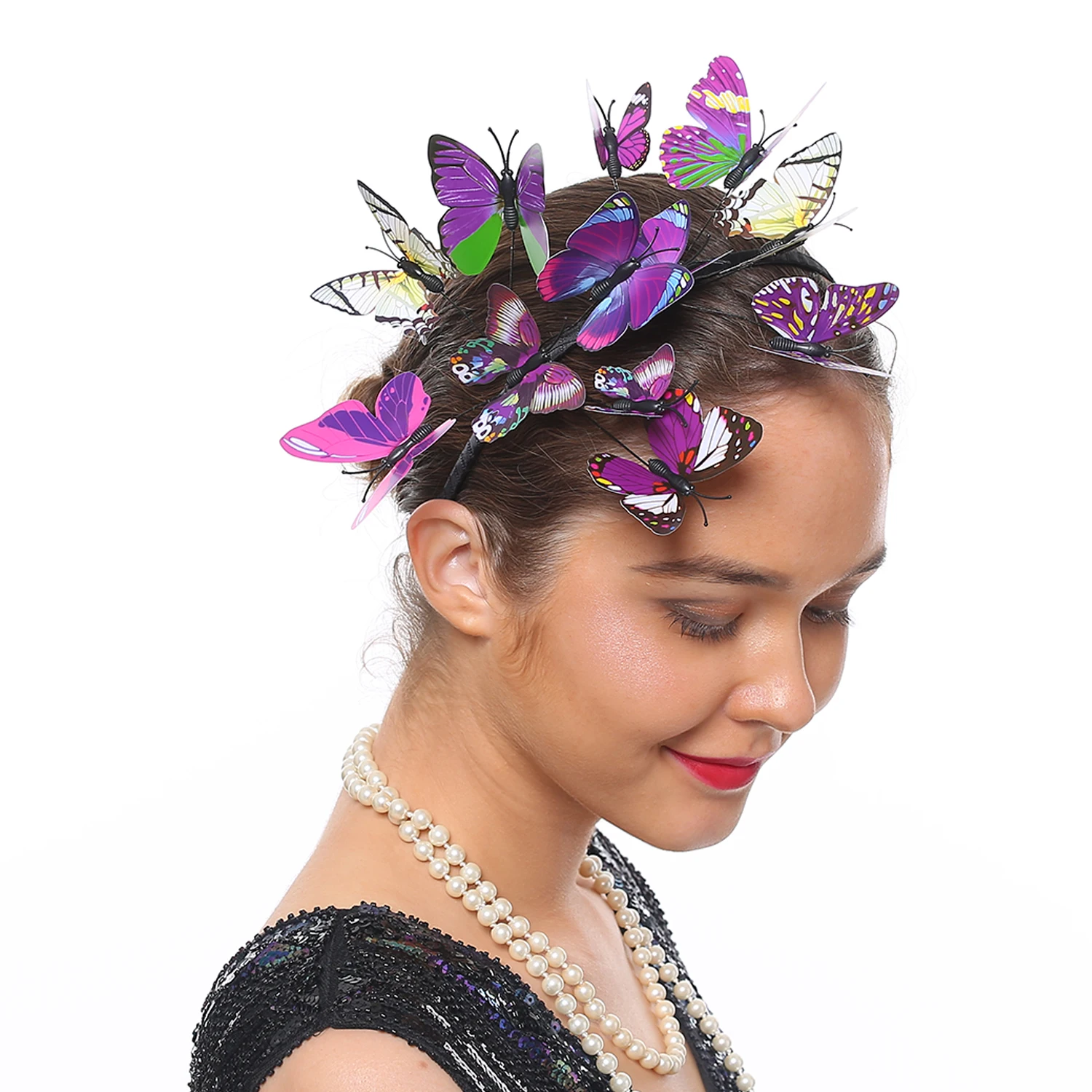 2825 Butterfly Fascinators Multicolor Headband Hair Clips For Women Hot Selling Colorful Butterfly Fascinator Hat Charming  main image 2