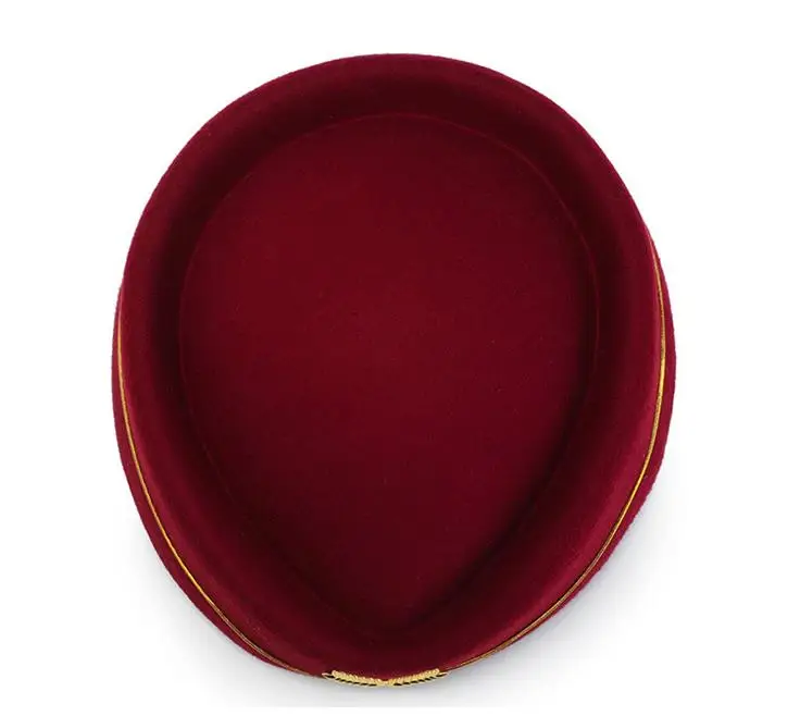 2022 Airline Stewardess Hats Handmade Performance Fedora Uniform Wool Felt Airline pilot Hat