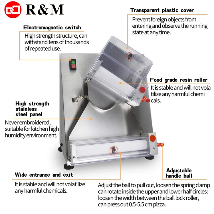 Electric Automatic Small Biscuit Electronic Pizza Dough Roller Press Machine Rmpr2 Pressing 18 Inches 18inch 14" Big Table Top - Image 3