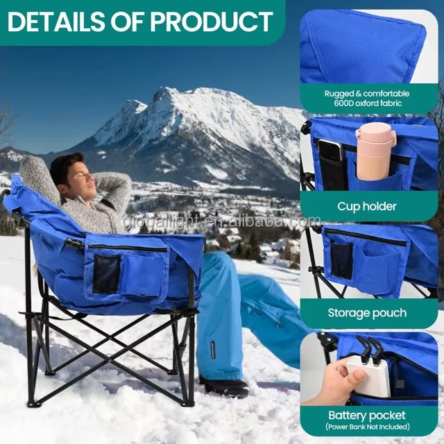 Portable 500lbs Capacity Moon Saucer Heated Camping Chair With 3 Heat