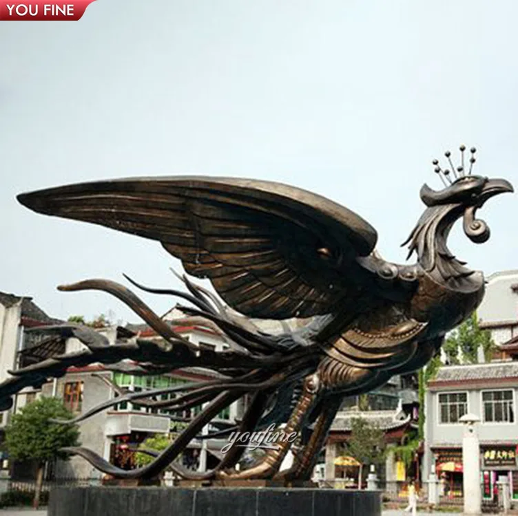 YOUFINE 大型ブロンズ鳳凰像 等身大 中国神話の鳥の彫刻 公共広場や