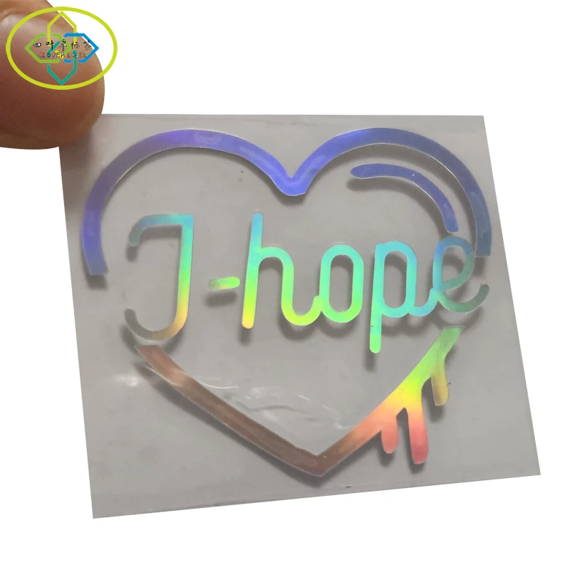 Custom Transparent PET Label Rainbow Color Laser Gold Foil Clear Holographic Die Cut Sticker
