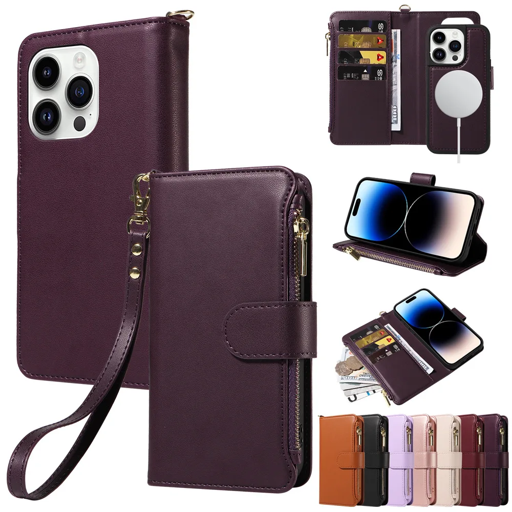 leather zipper Wallet Business case For iPhone 16 15 14 13pro max ALF-112 Laudtec