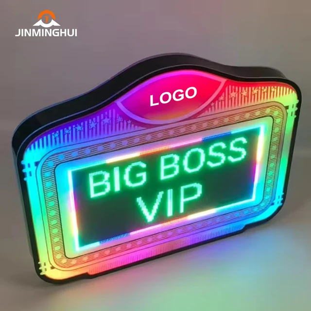 High Quality APP Remote Control VIP Service Custom Logo LED Screen Electronic Display Led Acrylic Billboard Bottle Glorifier