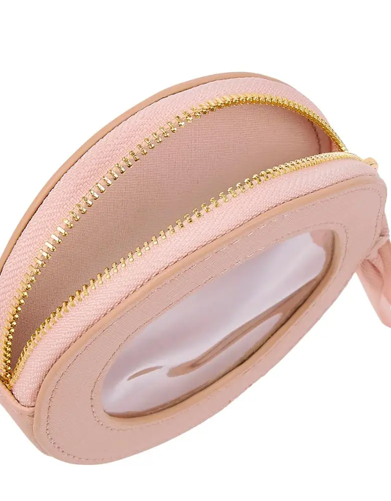 Wholesale high Quality PU Leather Round Shape Coin Purse Bag Clear Coin  Purse From m.