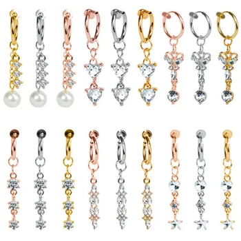Curved Barbell Piercing For Women Dangle Surgical Navel Rings Body Piercing Jewelry Stainless Steel Belly Button Rings