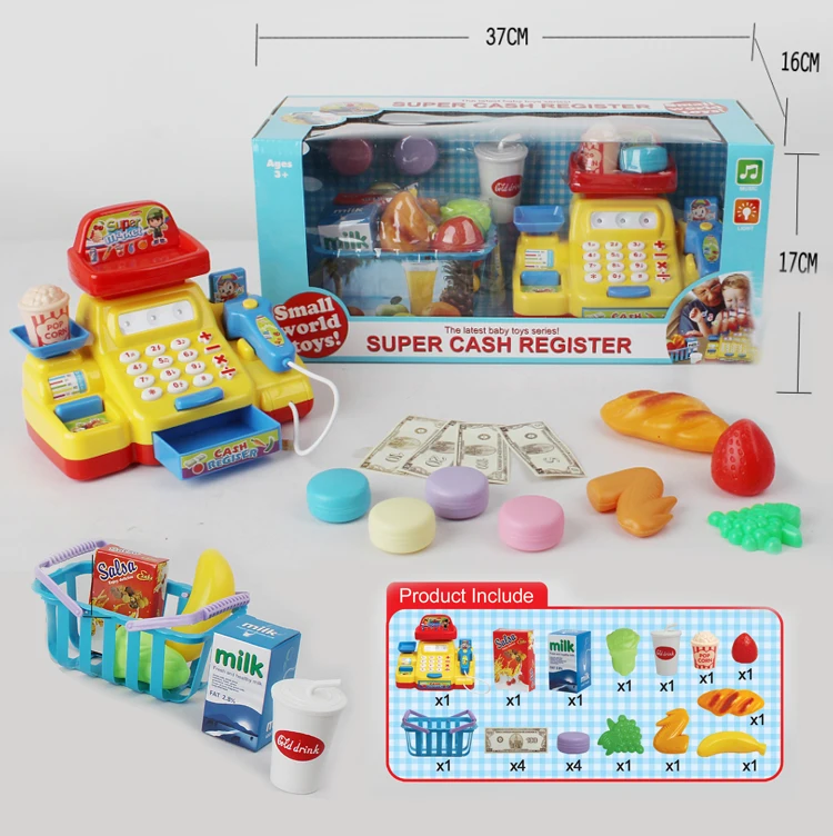 Моделирование супермаркет кассовый аппарат игрушка набор с фруктовой моделью калькулятор дети головоломки ролевые игры игрушка
