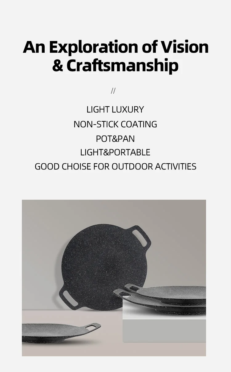 Korean Safety Coating Healthy Smokeless Aluminum Outdoor Camping Double Bottom Induction Non Stick Barbecue Griddle Grill Pan