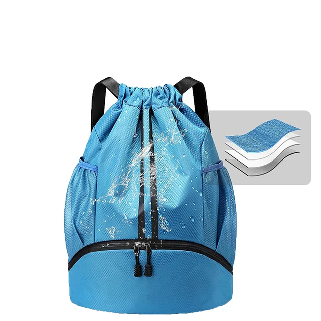 Customized Logo on Lightweight Waterproof Swim Bag Durable Gym Drawstring Backpack Gym Training swim Men Women Sports Bag