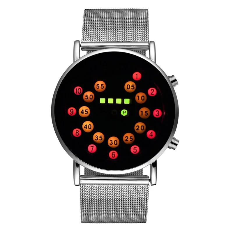 Fashion Blue Men's Digital LED Wristwatch with Stainless Steel