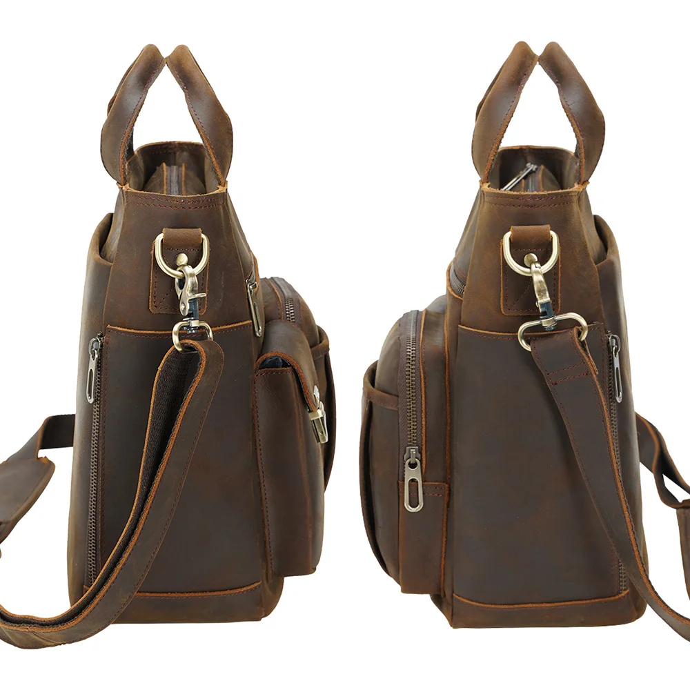 Factory Wholesale Price Drop Shipping Vintage Style YKK Zipper Men Messenger Bag Genuine Cow Leather Shoulder Bag