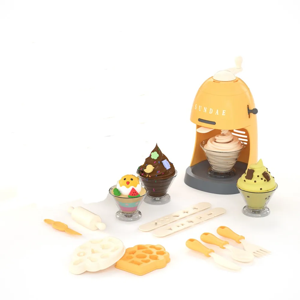 Цветная глиняная детская игра, машина для мороженого ручной работы, производитель мороженого, игрушка для девочек, 3D цветная глиняная форма, набор инструментов